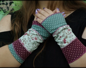 Arm cuffs Hand warmer Hand warmer Pulse warmer Summer cuffs Reversible cuffs mint green purple striped dotted flowered patchwork