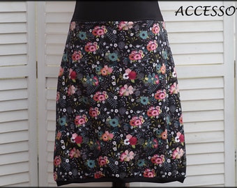Balloon skirt jersey skirt summer skirt black floral cotton jersey ladies skirt