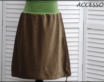 Balloon skirt corduroy skirt khaki green cotton women's skirt corduroy