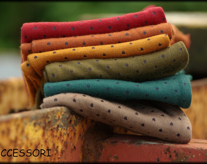 Featured listing image: Light arm warmers, reversible warmers, hand warmers, cotton striped, dotted, wrist warmers in autumn colors, hand warmers