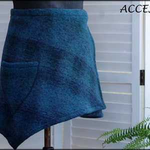 Wrap skirt wool skirt short skirt blue light checked wool kidney warmer mini skirt warm image 5