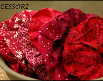 Scrunchie hair tie 4+1 FREE ponytail tie red black floral hair accessories muslin cotton polka dot