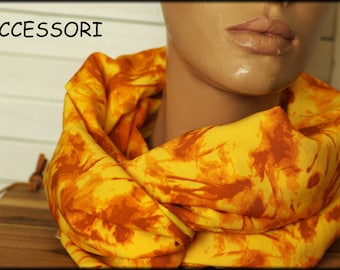 Loop scarf wrap scarf batik look mustard yellow viscose necklace
