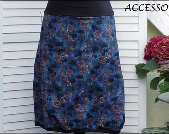 Jersey skirt summer skirt cotton jersey dark blue red gold floral ladies skirt A - form