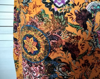 Jersey Skirt Summer Skirt Viscose Jersey Orange Flowered Paisley Women's Skirt A - Shape