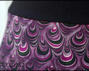 Balloon skirt jersey skirt summer skirt purple violet black cotton jersey ladies skirt with shell pattern