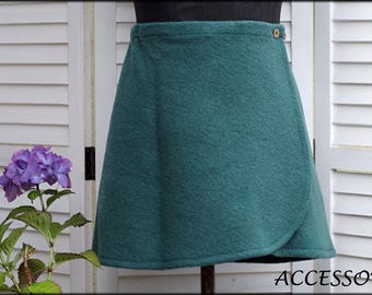 Wrap skirt wool skirt short skirt mint green wool kidney warmer mini skirt warm