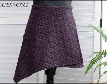 Wrap skirt wool skirt short skirt kidney warmer purple black mini skirt wool warm