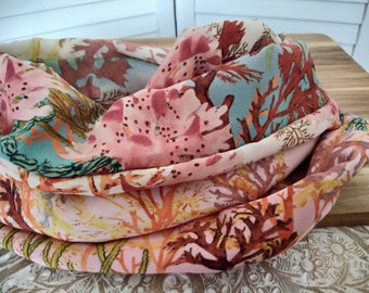 Loop scarf wrap scarf very light colorful coral viscose necklace