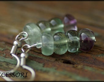 Fluorite earrings mint green purple stainless steel earrings earrings