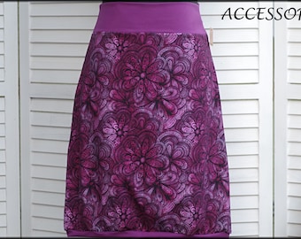 Balloon skirt jersey skirt summer skirt pink fuchsia with mandala flowers cotton jersey floral ladies skirt