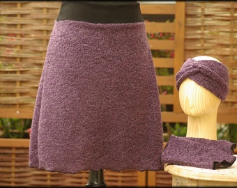 Women's Bouclé skirt purple soft cozy A-cut