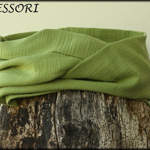 Loop scarf wrap muslin olive green cotton necklace image 5