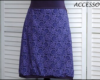 Balloon skirt jersey skirt summer skirt violet purple cotton jersey floral ladies skirt