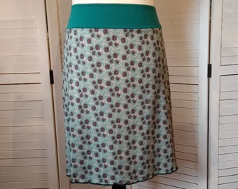 Jersey skirt summer skirt viscose jersey mint green flowered roses ladies skirt A - form
