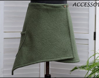 Wrap skirt wool skirt short skirt green wool kidney warmer mini skirt warm