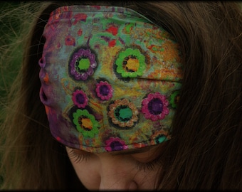 Floral hairband, hair accessory, pink, purple, green