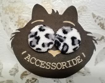 Stainless steel stud earrings, black fabric-covered buttons, original ear jewelry, gift