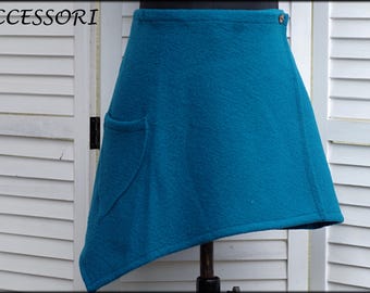 Wrap skirt wool skirt short skirt blue wool kidney warmer mini skirt warm