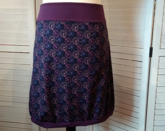 Balloon skirt jersey skirt summer skirt floral purple violet dark blue with dandelions cotton jersey women's skirt