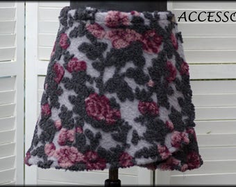 Wrap skirt wool skirt short skirt floral grey pink flowers wool kidney warmer mini skirt warm