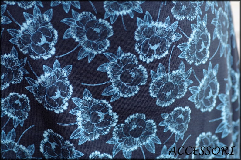 Ballonrock Jerseyrock Sommerrock dunkel blau mit Blumen Baumwolljersey geblümt Damenrock Bild 3