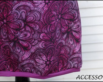 Balloon skirt jersey skirt summer skirt pink fuchsia with mandala flowers cotton jersey floral ladies skirt size L