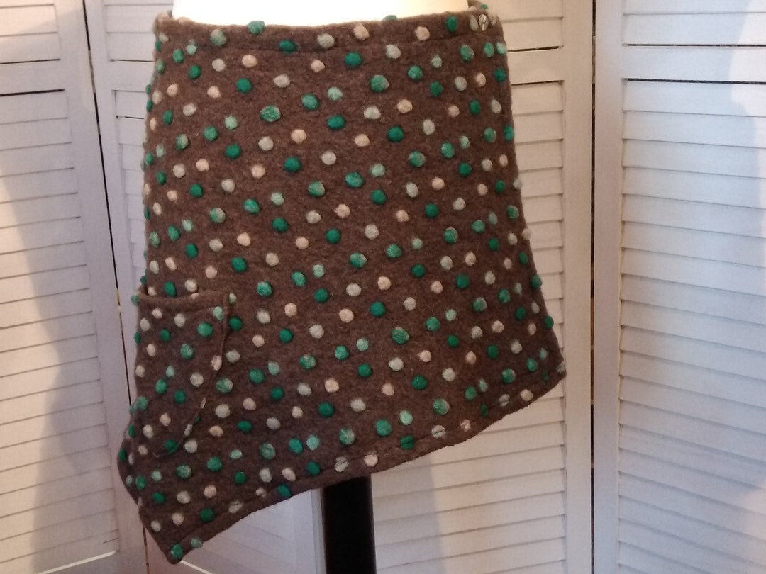 Wrap Skirt Wool Skirt Short Skirt Kidney Warmer Grey Mint Green Dotted Miniskirt Wool Warm Etsy