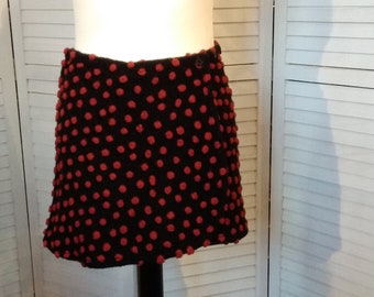 Wrap skirt wool skirt short skirt kidney warmer black red dotted mini skirt wool warm