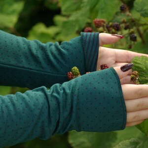 Leichte Armstulpen Stulpen Wendestulpen Handstulpen Baumwolle gestreift gepunktet Punkte Pulswärmer in Herbstfarben Handwärmer Bild 7