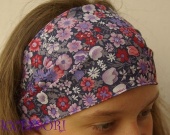 Purple and red floral hairband/bandana