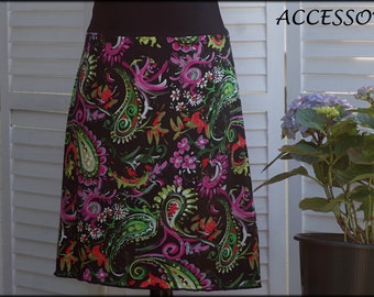 Jersey skirt summer skirt viscose jersey black neon colors with paisley motif floral ladies skirt A - form