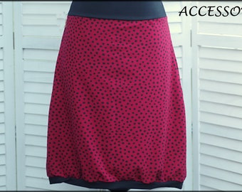 Balloon skirt jersey skirt summer skirt red black dots cotton jersey women's skirt dots