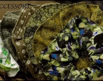 Scrunchie hair tie 4+1 FREE hair tie green petrol turquoise floral hair accessories muslin silk cotton polka dot bat dandelion