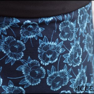 Ballonrock Jerseyrock Sommerrock dunkel blau mit Blumen Baumwolljersey geblümt Damenrock Bild 2