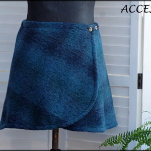 Wrap skirt wool skirt short skirt blue light checked wool kidney warmer mini skirt warm image 7