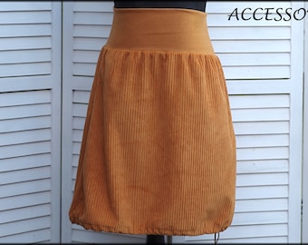 Balloon skirt corduroy skirt corn yellow polyester women's skirt corduroy