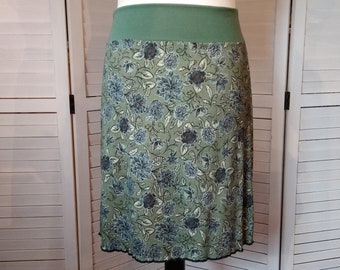 Jersey skirt, summer skirt, viscose jersey, mint green, flowered, women's skirt A - shape