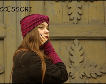 Headband viscose fuchsia knotted headband
