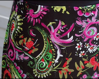 Jersey skirt summer skirt viscose jersey black neon colors with paisley motif floral ladies skirt A - form