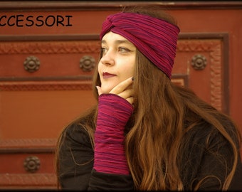 Stirnband Viskose fuchsia Knotenstirnband