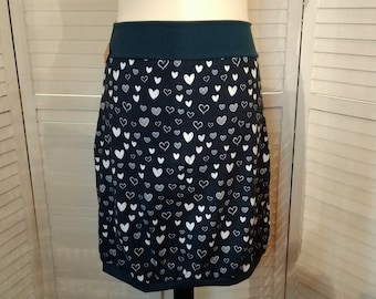 Balloon skirt jersey skirt summer skirt dark blue white with hearts cottonjersey flowered women's skirt