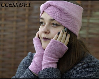 Headband made of knitted fabric, knotted headband, hairband, knotted hairband, turban hairband, bandana, soft, light and cuddly, pink