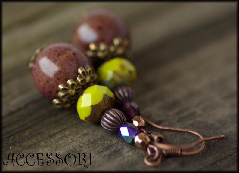 Earrings with ceramic beads