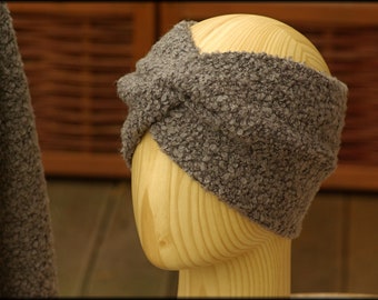 Headband made of bouclé fabric gray knot headband hairband knot hairband turban hairband bandana soft light cuddly