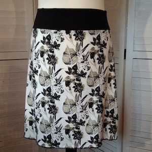 Jersey skirt summer skirt viscose jersey taupe white black flowered women&#39;s skirt A - shape