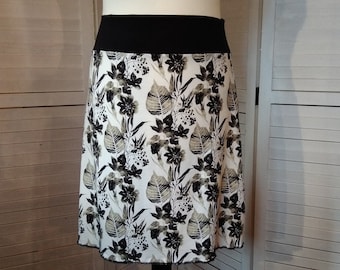 Jersey skirt summer skirt viscose jersey taupe white black flowered women's skirt A - shape