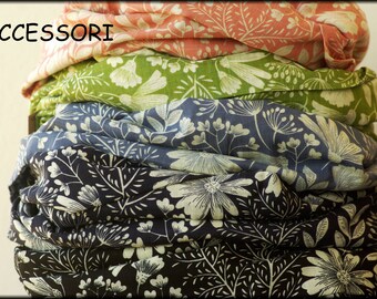 Loop scarf wrap scarf very light floral pink blue green dark blue black cotton viscose necklace