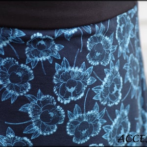 Ballonrock Jerseyrock Sommerrock dunkel blau mit Blumen Baumwolljersey geblümt Damenrock Bild 5
