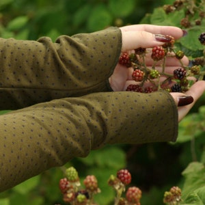 Leichte Armstulpen Stulpen Wendestulpen Handstulpen Baumwolle gestreift gepunktet Punkte Pulswärmer in Herbstfarben Handwärmer Bild 6